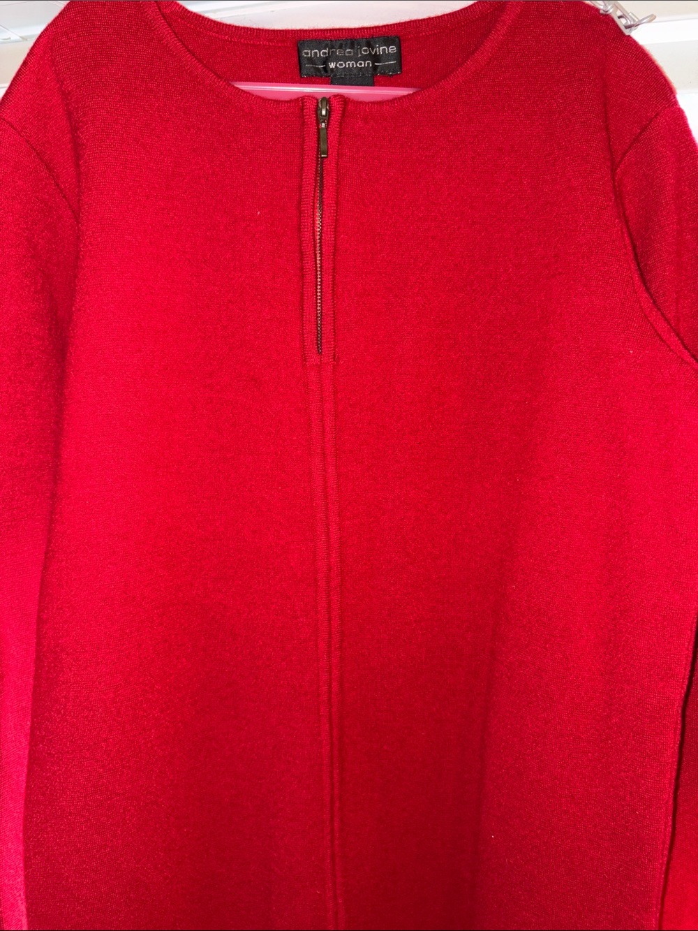 Andrea Jovine Bright Red 22” Sleeves Zip-opening Shift Dress